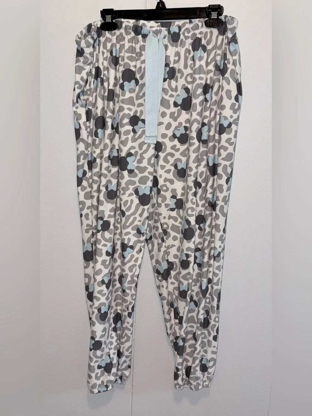 Disney Minnie Mouse Pajama Set Large Gray Leopard Print 2 Piece Lounge Sleepwear - Picture 8 of 11